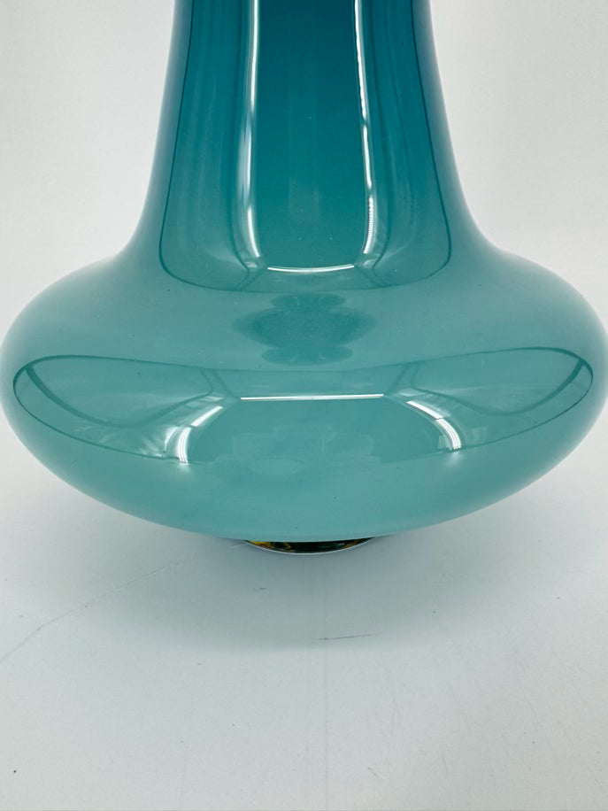 STUDIO PARAN Aqua & Yellow Handblown Glass Vase