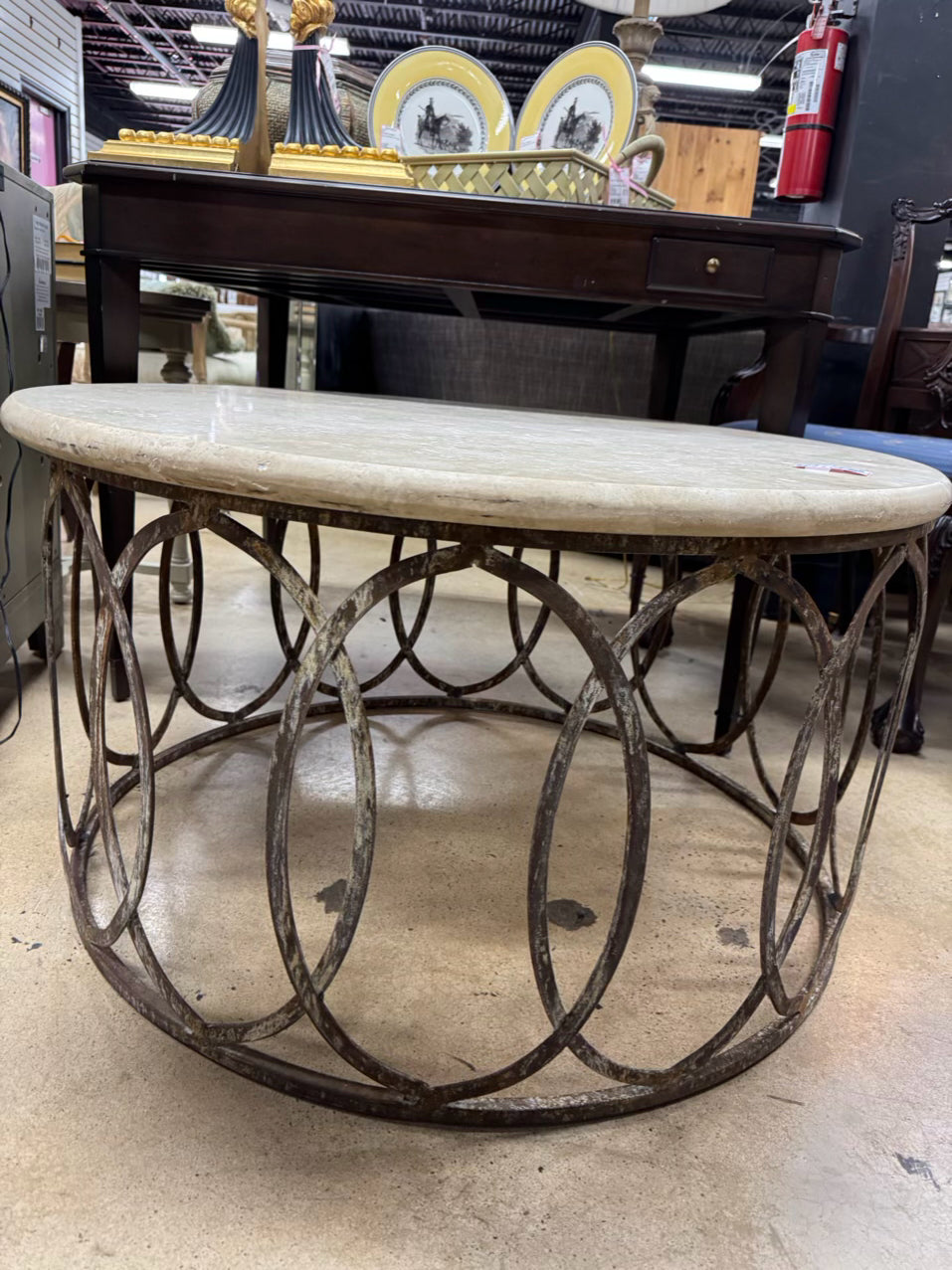 Stone & Metal Round Coffee Table
