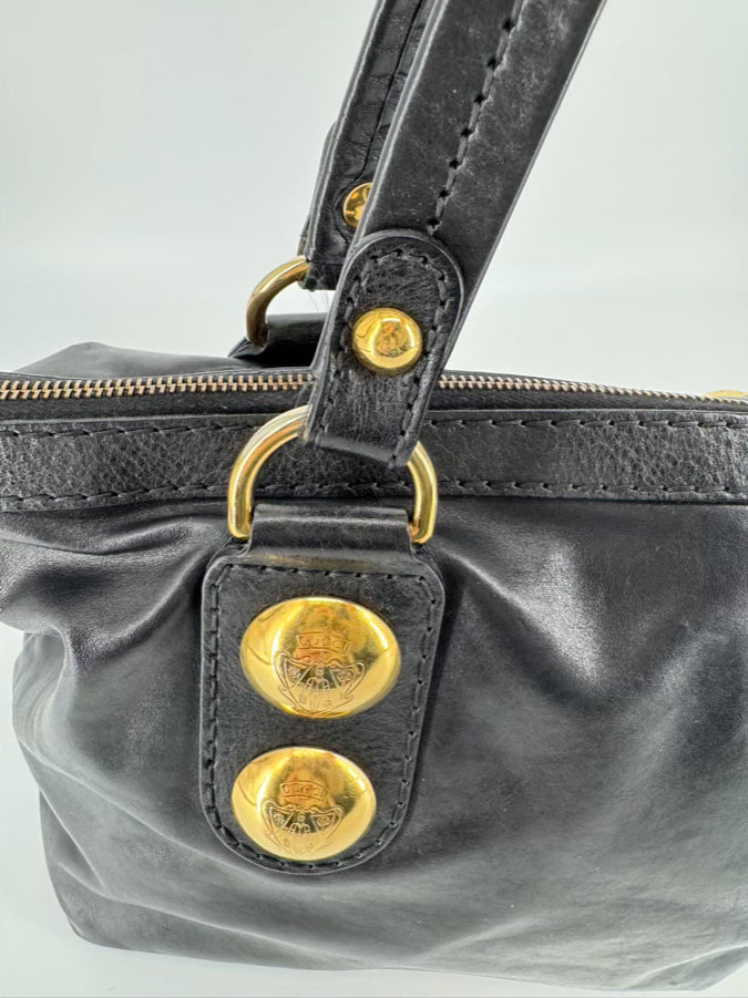 GUCCI Black Leather Purse w/ Gold Tone Details