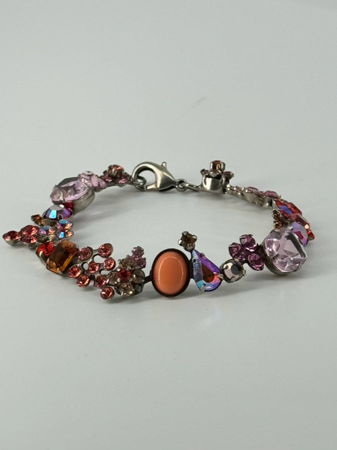 SORRELLI Silver Tone Pink Rhinestone Bracelet