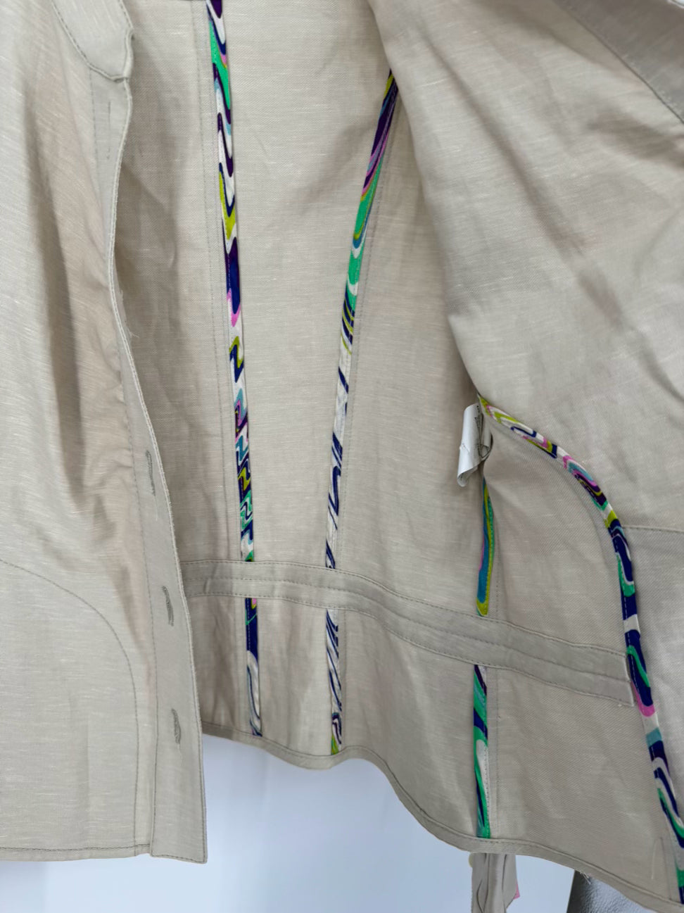 MISSONI Size 6 Beige Linen Blend Jacket