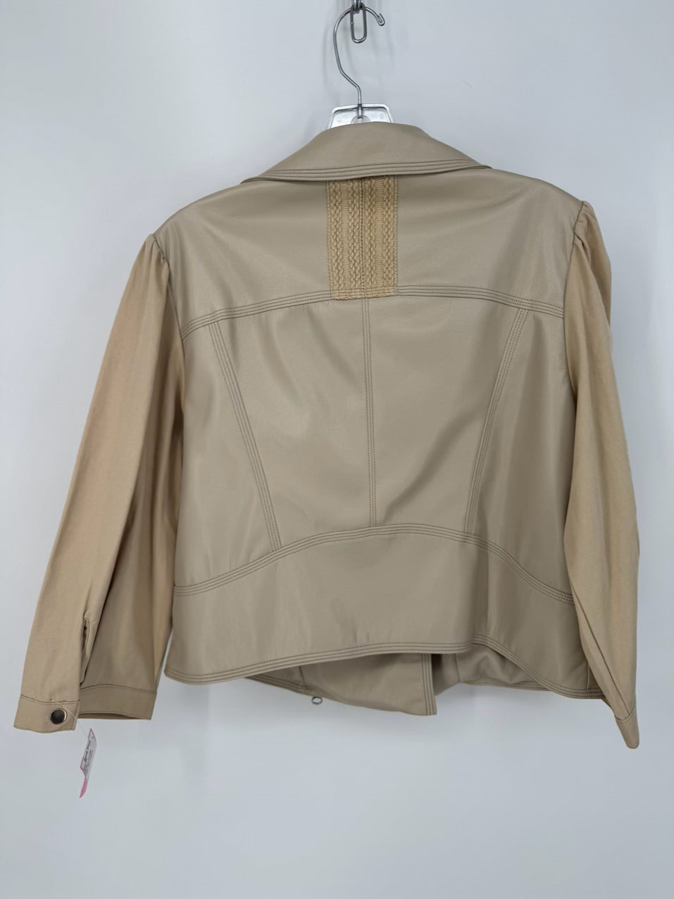 MELISSA NEPTON Size L Beige Faux Leather Clover Jacket