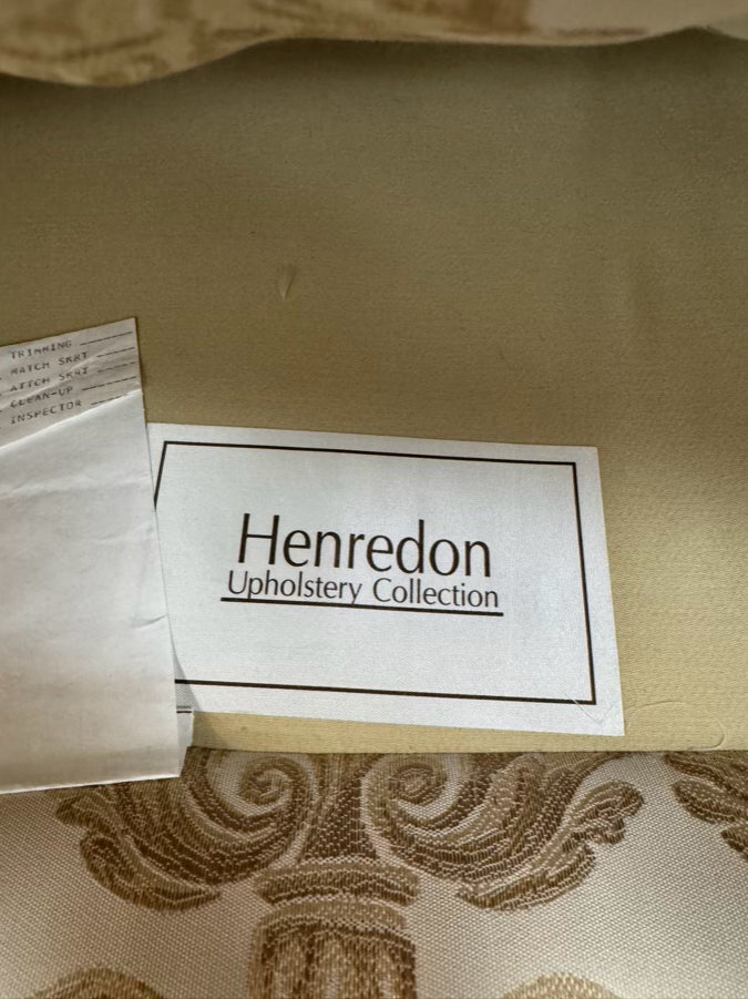 HENREDON Wood Cream Chair & Ottoman