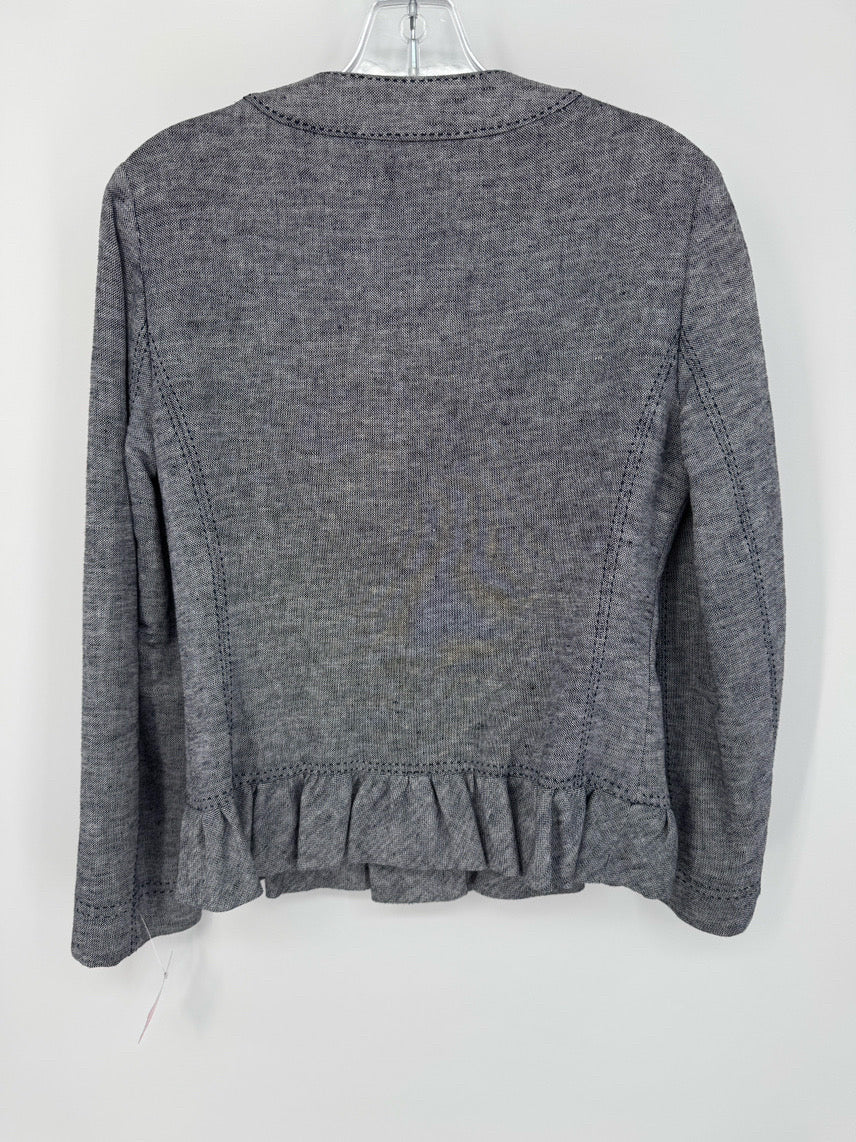 TORY BURCH Size 8 Navy & White Tweed Blazer