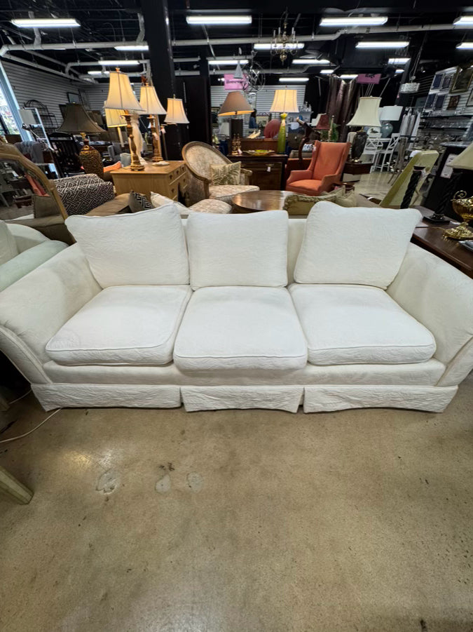 White 3-Cusion Quilted Sofa