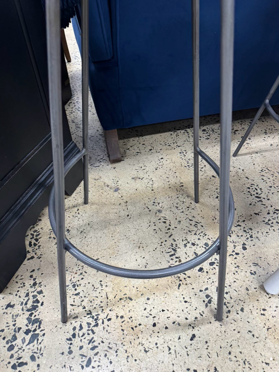 WEST ELM Natural Wood & Gray Steel Counter Stool