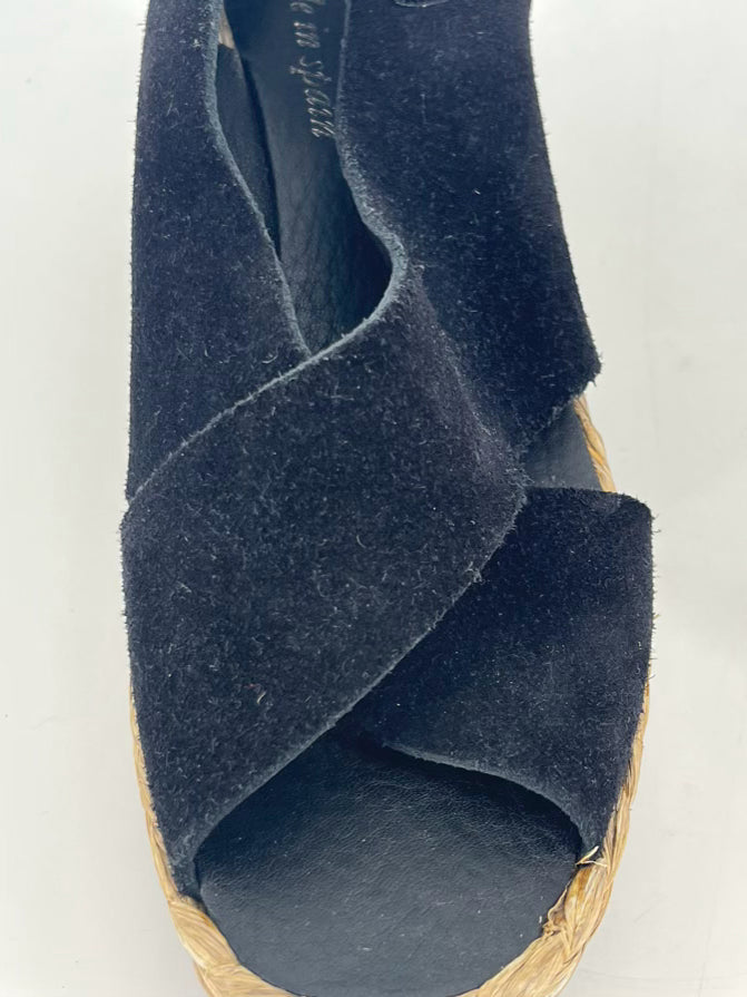 PEDRO GARCIA Size 38.5 Black Leather Espadrilles