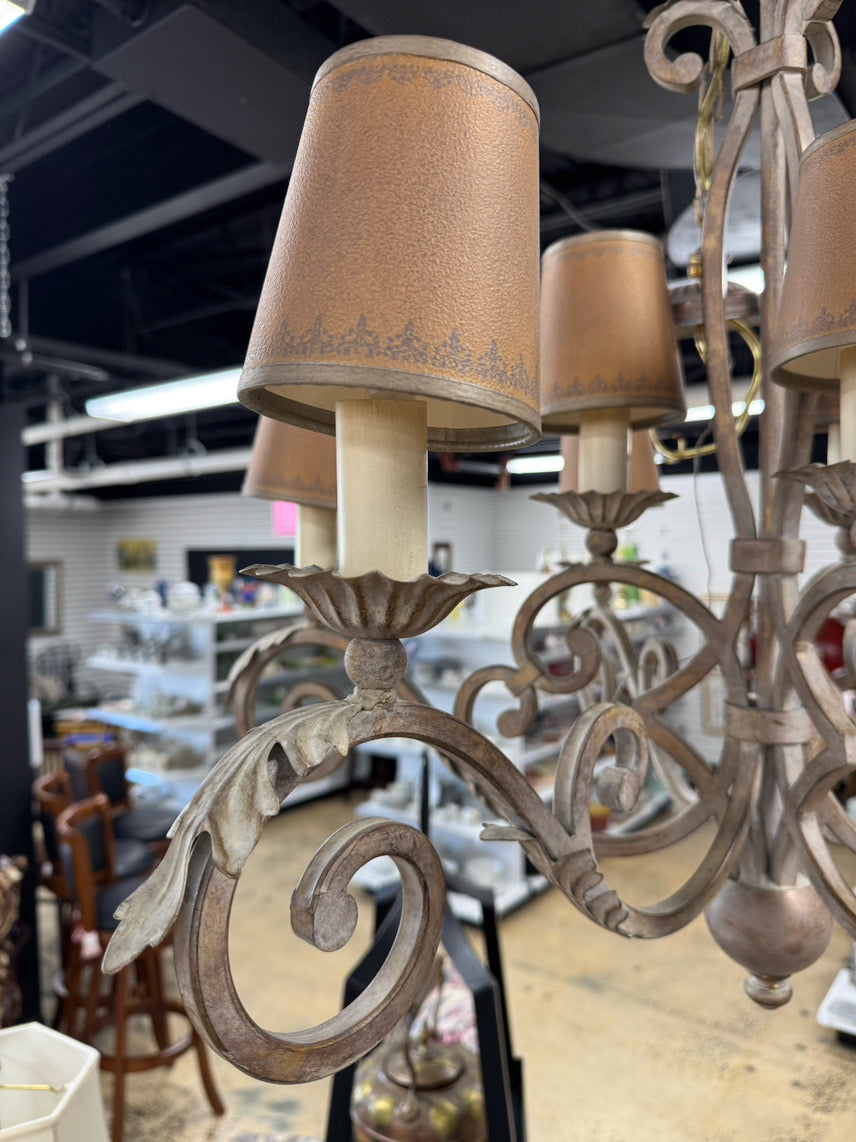 FINE ART LAMPS Taupe 2-Tier 6-Arm Chandelier