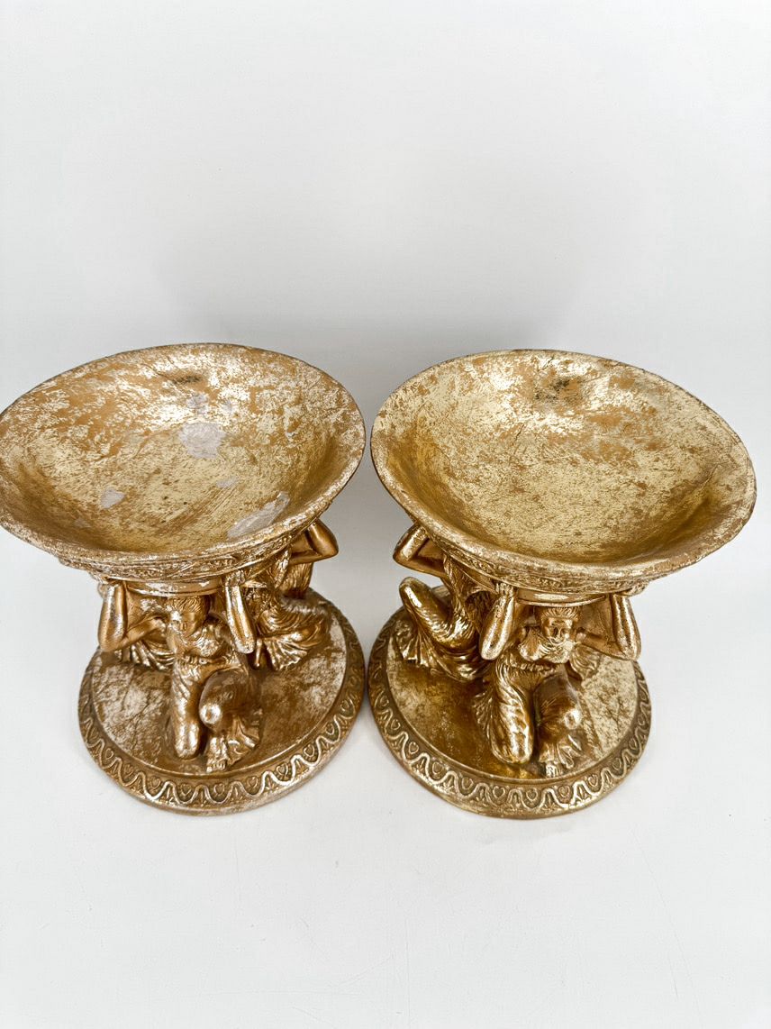 Gold Greek Figures Pair of Centerpieces