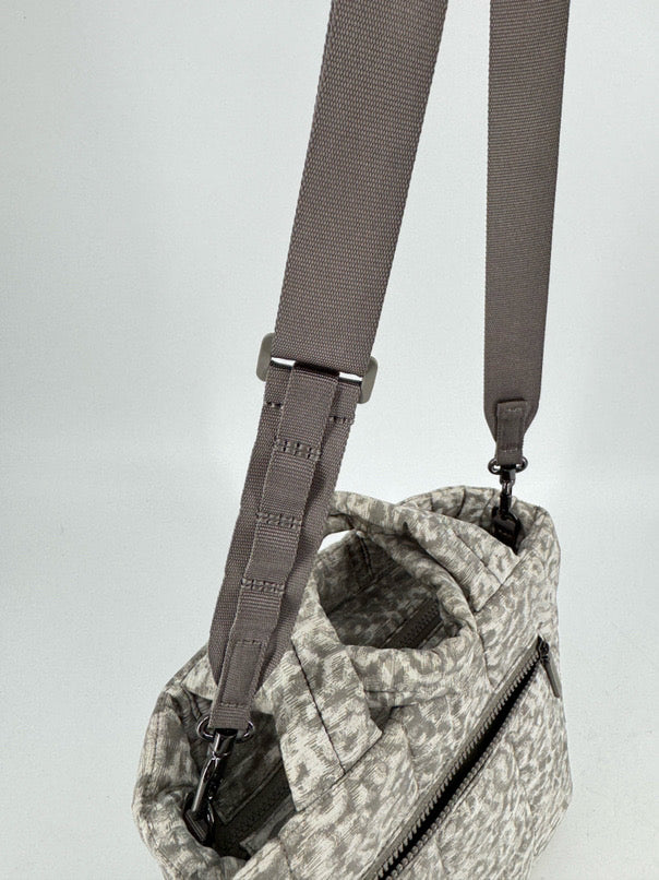 LULULEMON Gray Quilted Print Crossbody Tote