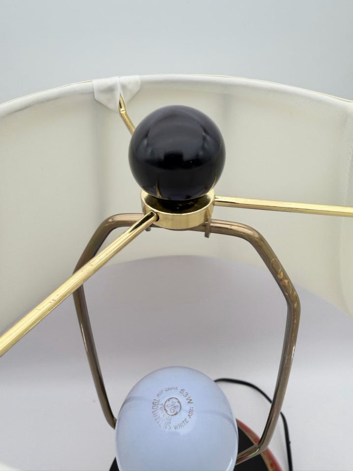 Rust & Gold Ceramic Elephant Lamp w/ Shade