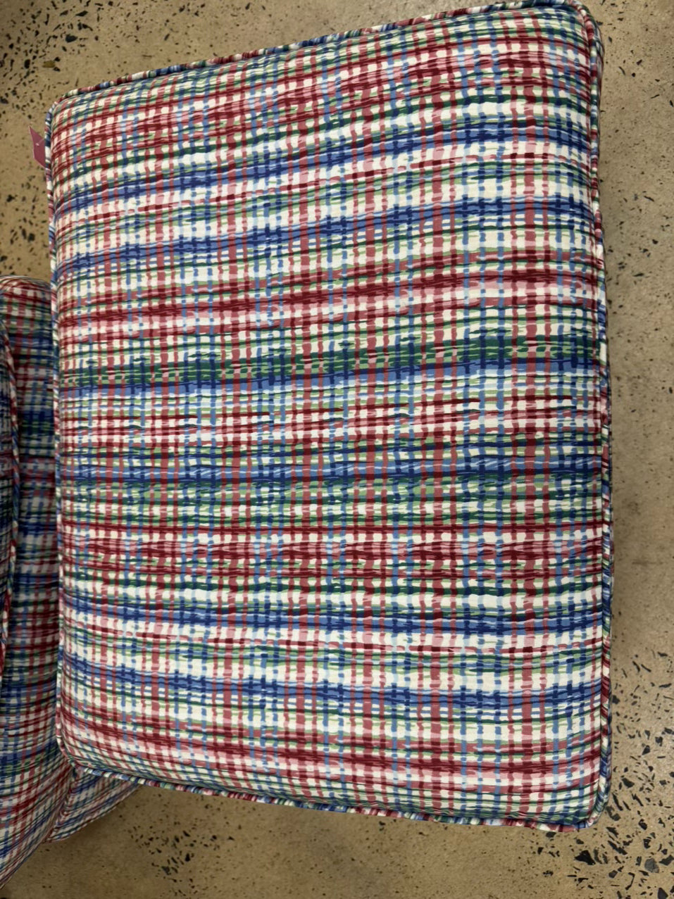 Red & Blue Plaid Ottoman