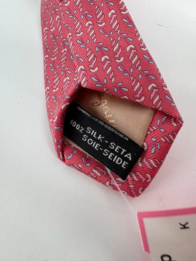 SALVATORE FERRAGAMO Peach Print Silk Tie