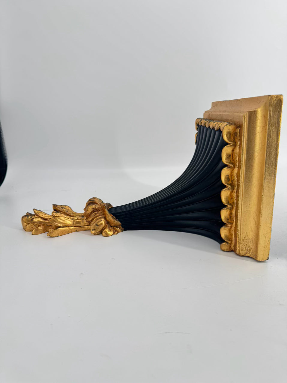 Black & Gold Wood Pair of Wall Brackets