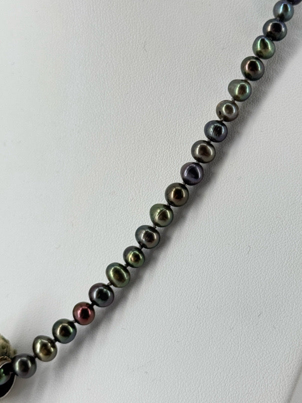 Silver & Gold Tone Freshwater Pearl Seashell Necklace