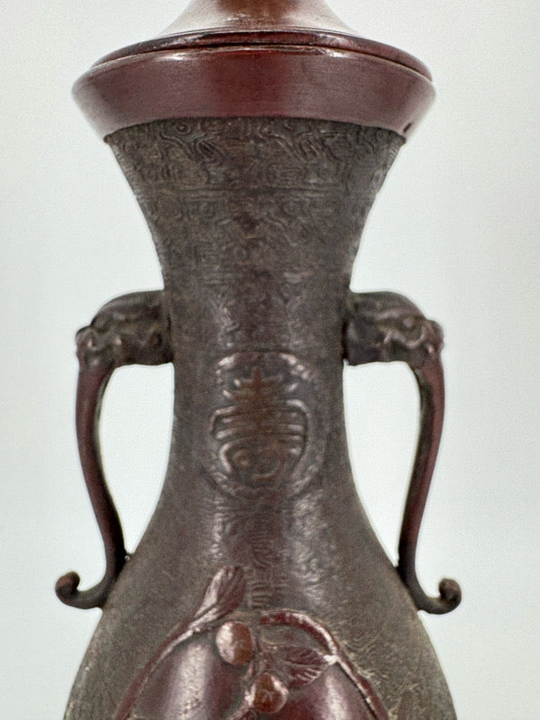 Brown & Red Ceramic Bird Design Lamp