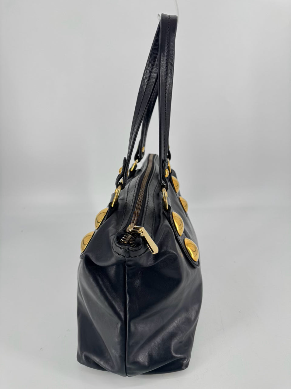 GUCCI Black Leather Purse w/ Gold Tone Details