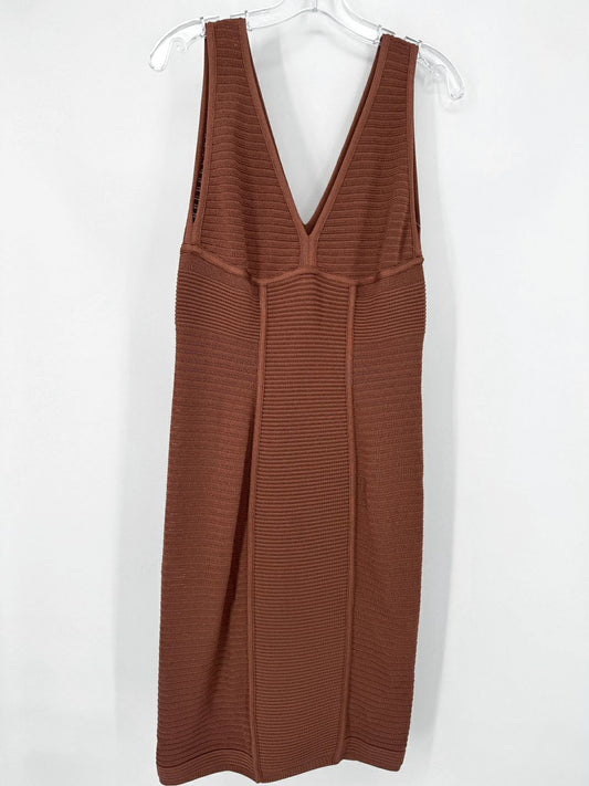 BLUMARINE Size 42 Copper Ribbed Bodycon Sleeveless Dress