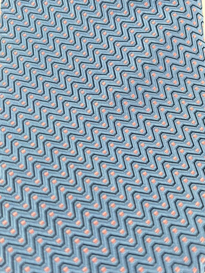 HERMES Blue & Pink Zig Zag Print Tie