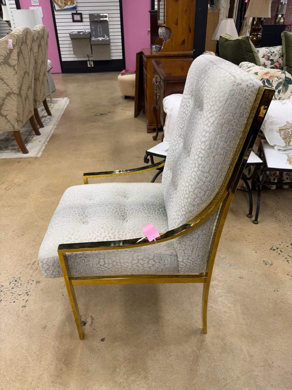 Contemporary Gold Metal Pair Of Animal Print Chairs