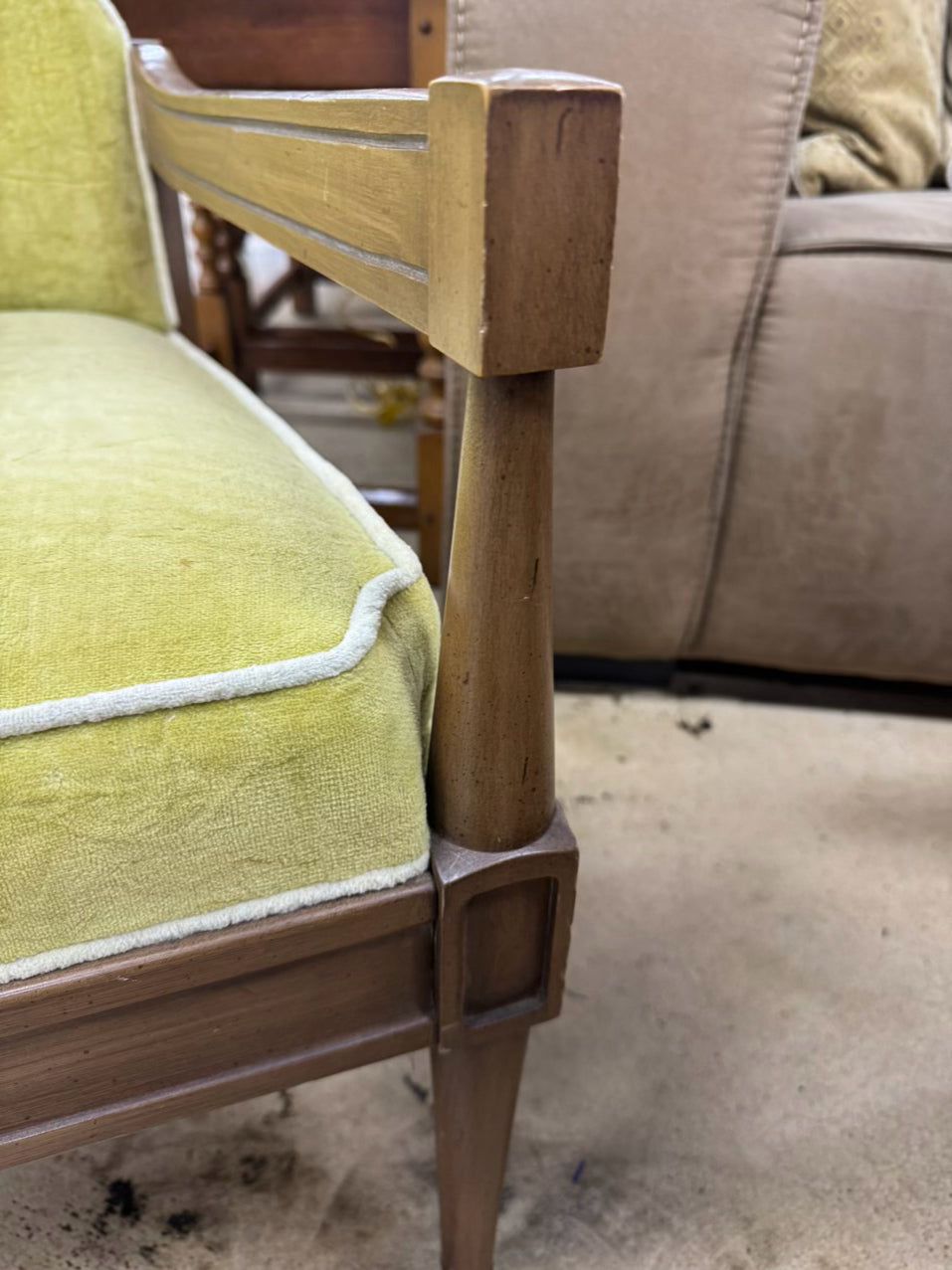 Wood & Velvet Chartreuse Mid Century Chair