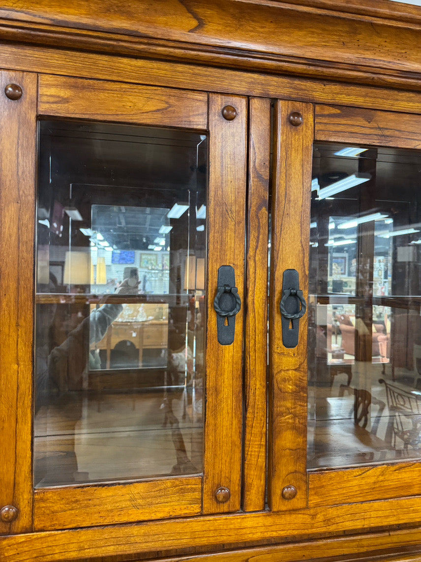 Wood 2-Piece Mirrored China Cabinet
