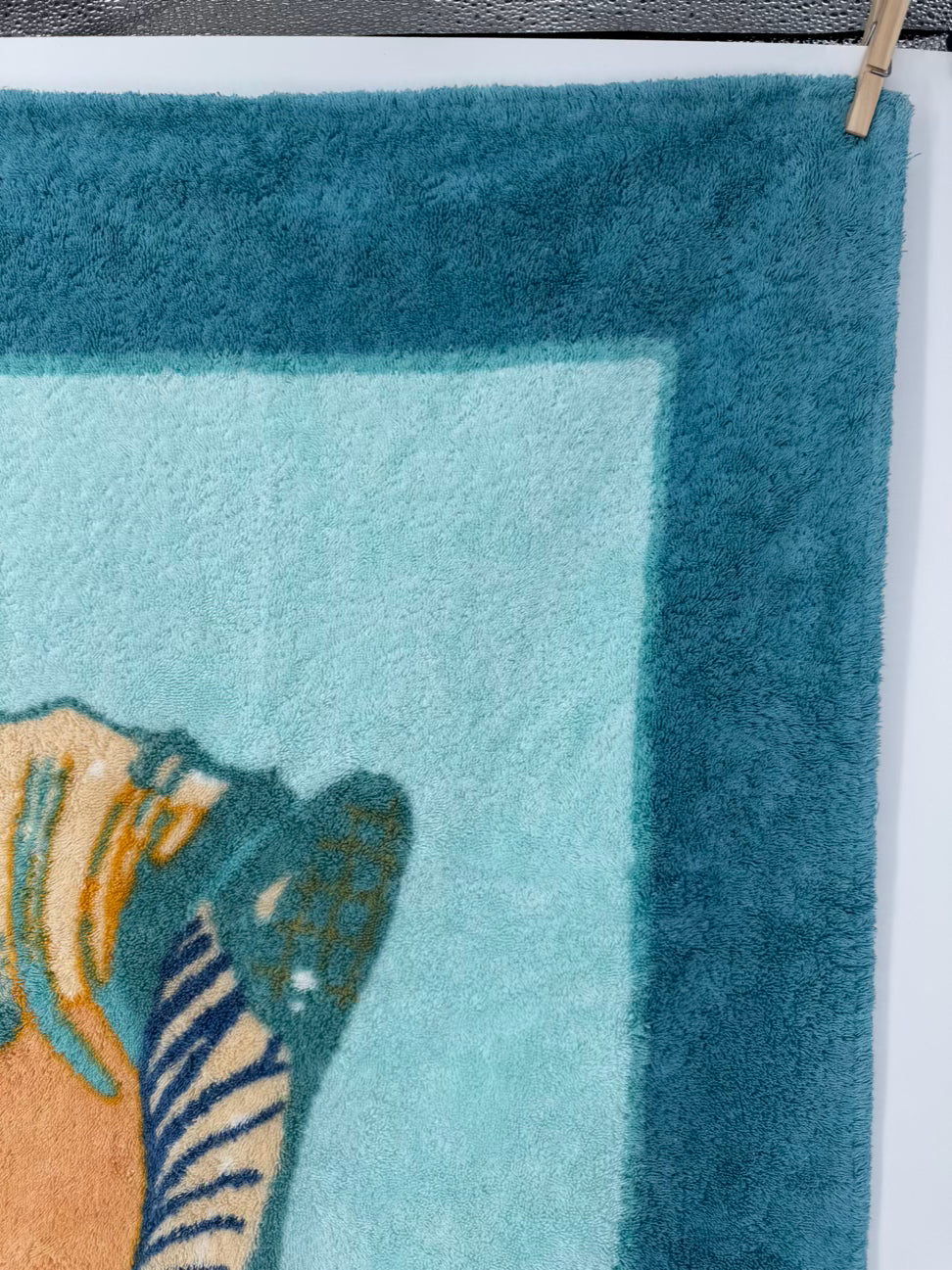 HERMES Blue & Tan Shell Beach Towel