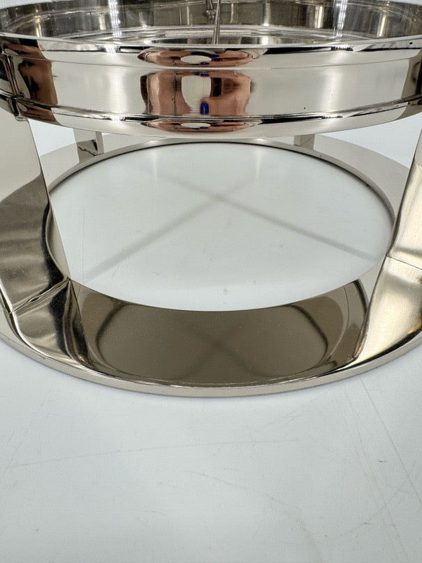 RALPH LAUREN Nickle Plate & Glass Hurricane Candle Holder