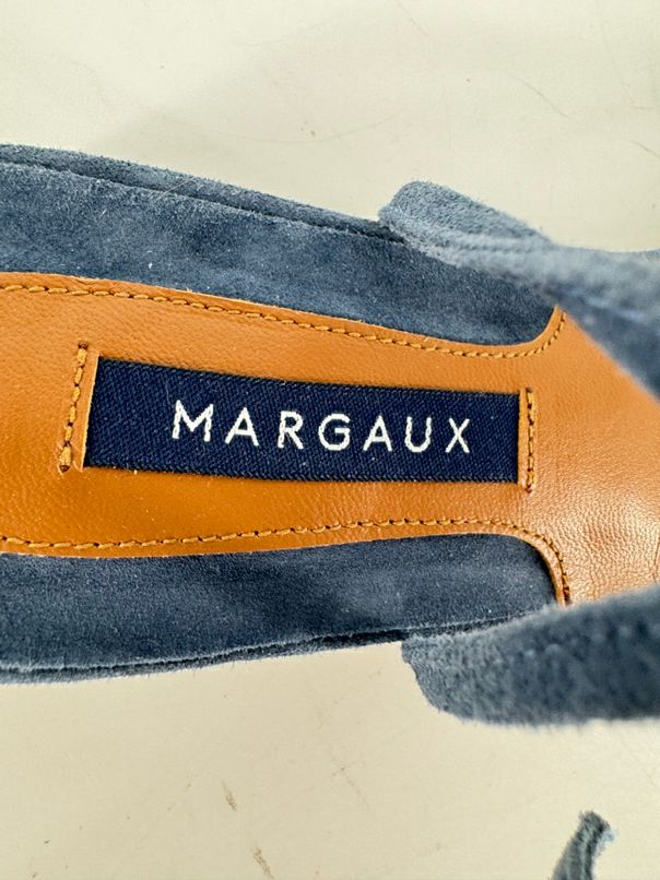 MARGAUX Size 40.5 Powder Blue Suede Lace-Up Sandals