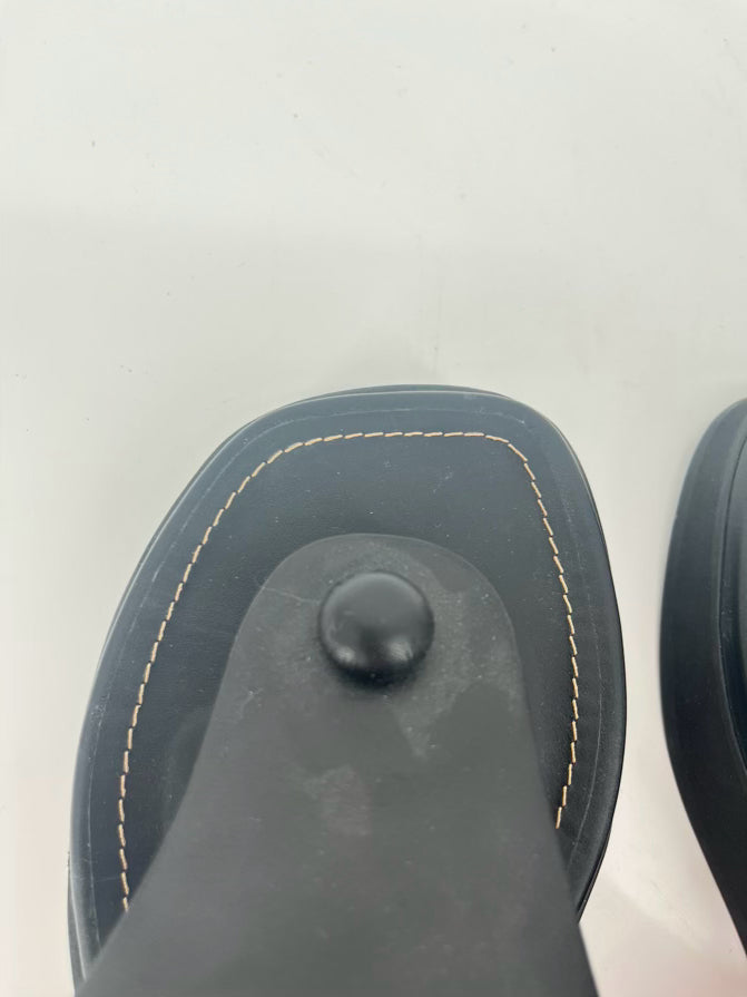 ME + EM Size 38 Black Leather Flip Flops