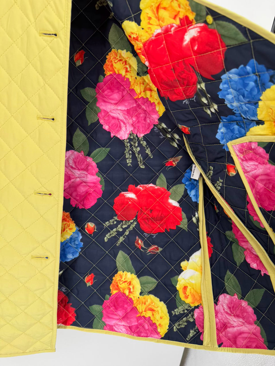 JANE POST Size M Canary Quilted Floral Jacket