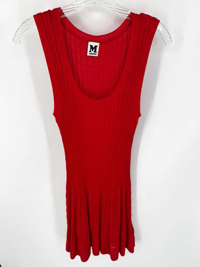 MISSONI Size 46 Fire Knit Sleeveless Dress w/ Slip