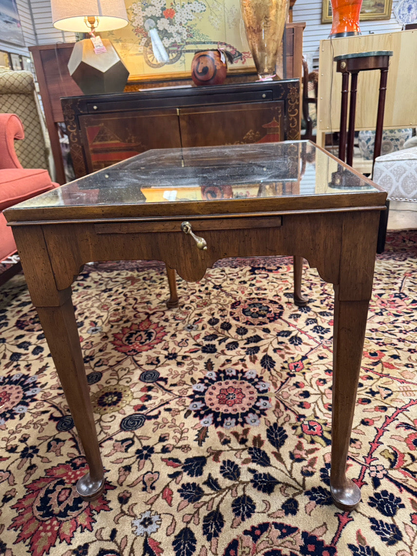 VINTAGE Wood Mirrored-Top Tea Table