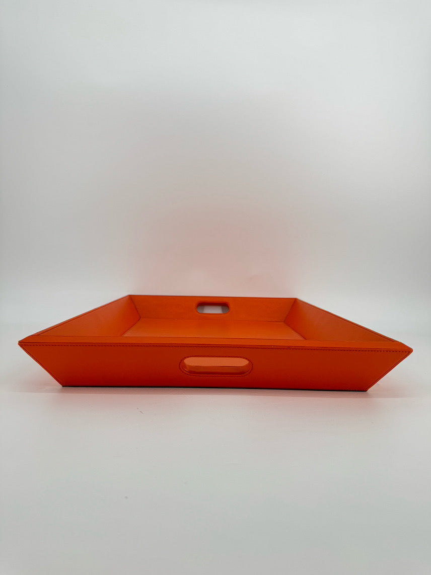 WILLIAMS SONOMA Orange Leather Tray