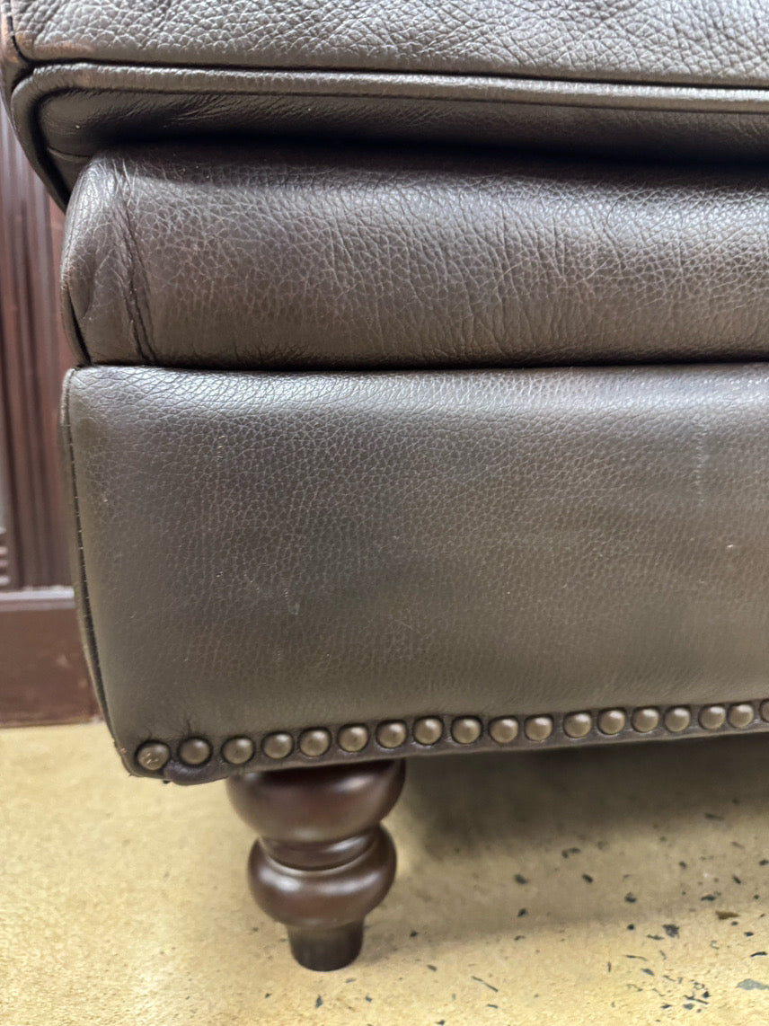 Brown Leather Ottoman