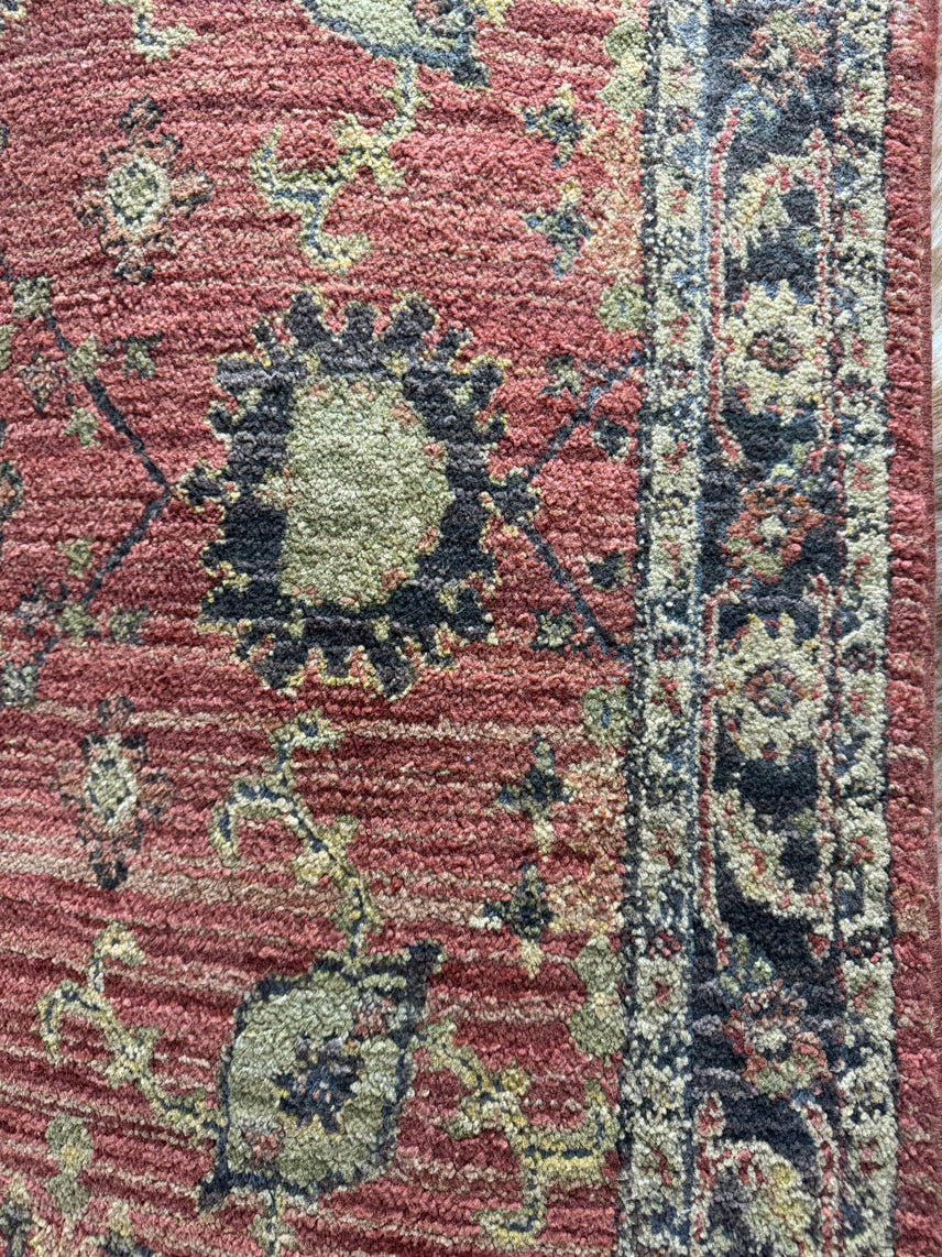 Brick & Cream Wool Area Rug