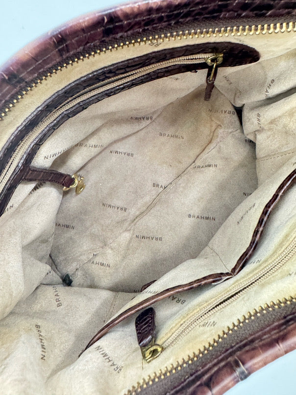 BRAHMIN Brown Embossed Leather Purse