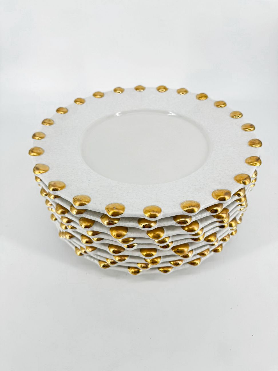 VIETRI White & Gold Palladio Gold Dots Set of 10 Chargers