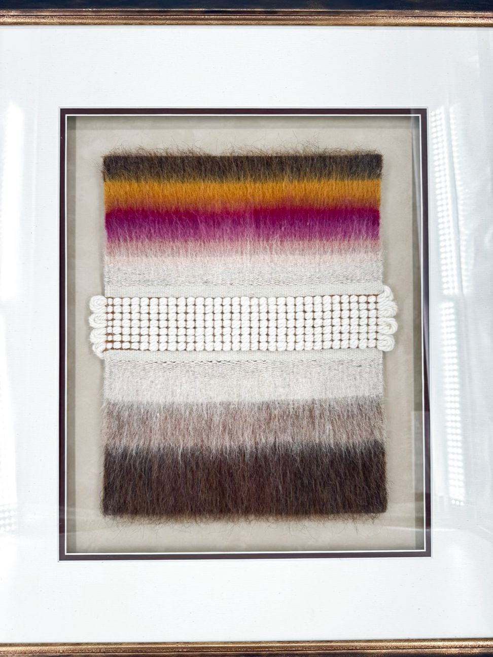YVONNE FORBATH Framed Handmade Wool Weaving in Brown Gilt Frame