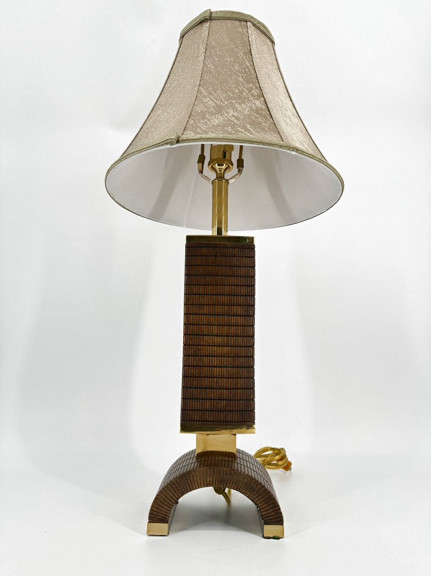 Brown Brass & Resin Arched Bottom Lamp