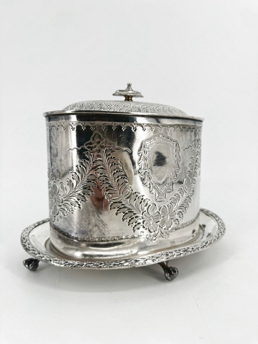 VINTAGE Silver Plate Biscuit Box