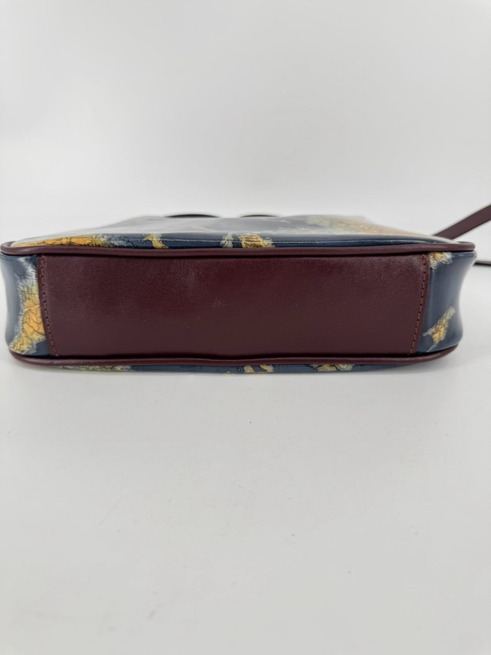 PATRICIA NASH Blue & Brown Leather Map Crossbody Bag