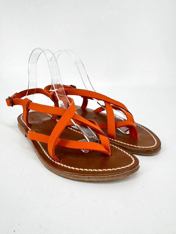 K JACQUES Size 38 Orange Leather Sandals