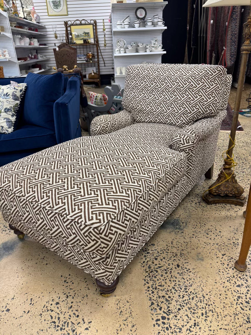 PEARSON Brown & White Geometric Chaise