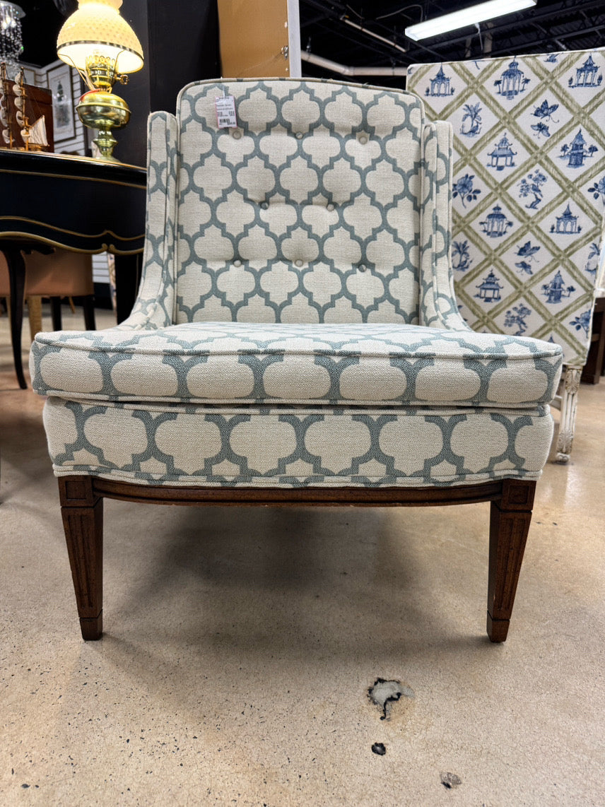 Aqua & Cream Geometric Chair