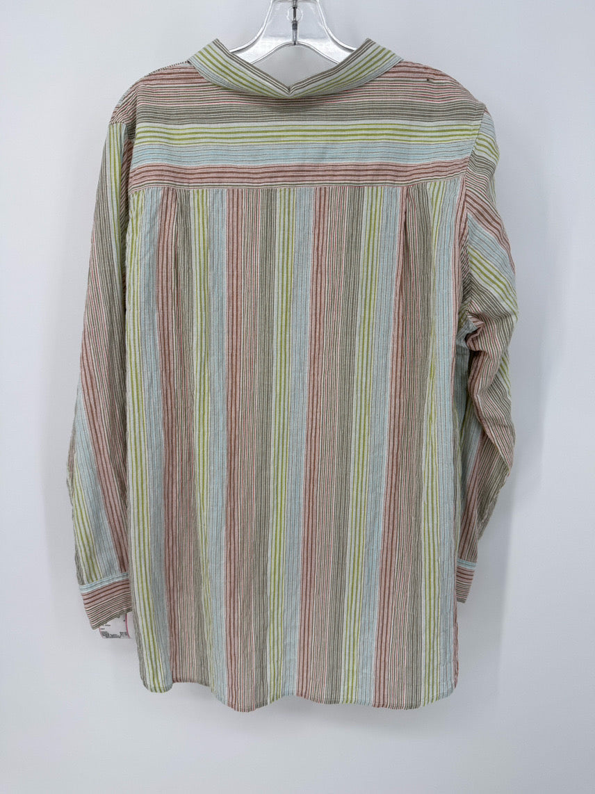 SUNDAYS Size L Print Stripe Emmie Blouse NWT