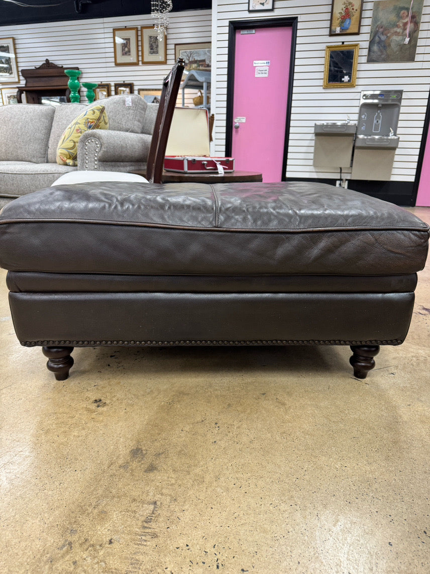 Brown Leather Ottoman
