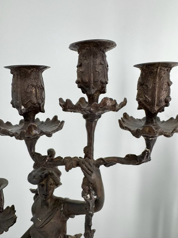 Bronze Decorative Ladies Pair of Candelabras