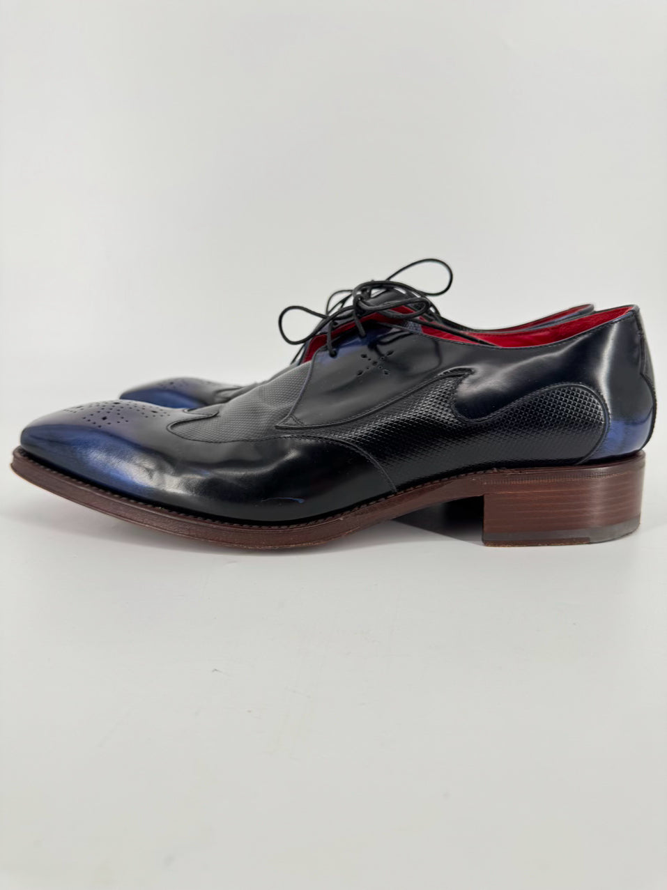 JEFFERY WEST Size 9.5 Blue & Black Leather 'Villain' Dress Shoes