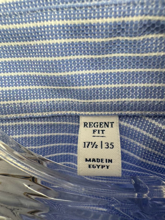 BROOKS BROTHERS Size 35 Blue Stripe Dress Shirt NWT